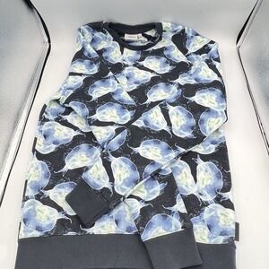J. Lindeberg Jellyfish Print Ocean Blue Crewneck Sweatshirt‎ Pullover Size S